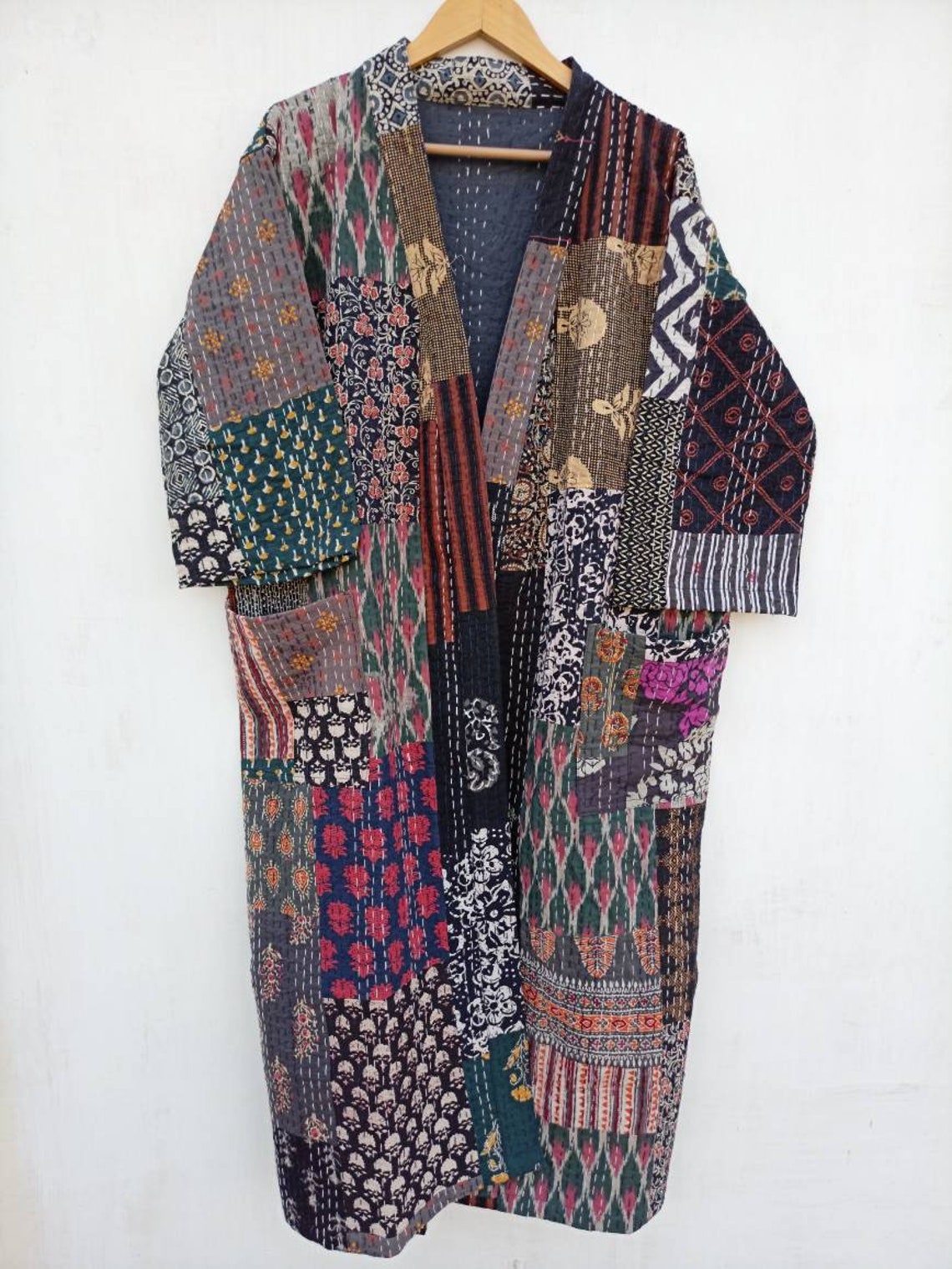 Unisex Bath Robe100% Cotton Indian Handmade Kantha Stitch - Etsy