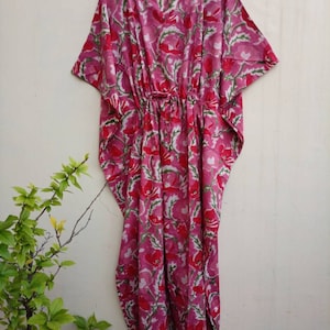 Cotton Kaftan,Soft Pure Cotton Indian Hand block Print Kaftan,Night Gown,Cotton Dress,Maxi,Beach Wear, Long kaftan,Light Weight Kaftan image 1