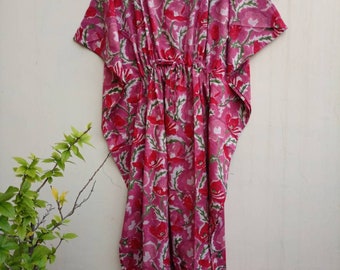 Cotton Kaftan,Soft Pure Cotton Indian Hand block Print Kaftan,Night Gown,Cotton Dress,Maxi,Beach Wear, Long kaftan,Light Weight Kaftan