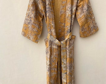 Bath Robe,100% Cotton Indian Handmade Kantha Stitch Robe,Cotton Kimono,Bath Robe,Swim Wear,Night Wear Free Size. Lot of 5 pieces same as