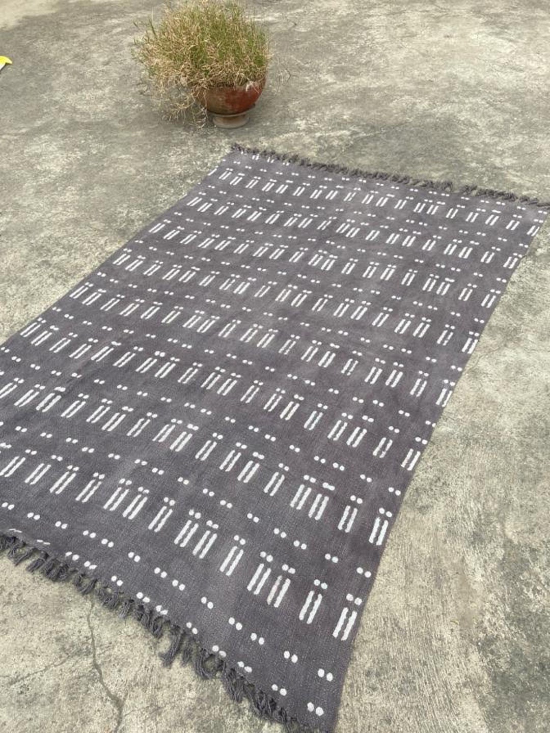 Indian Khadi Cotton Rug Blanket Dhurrie Handmade Boho Hand Etsy
