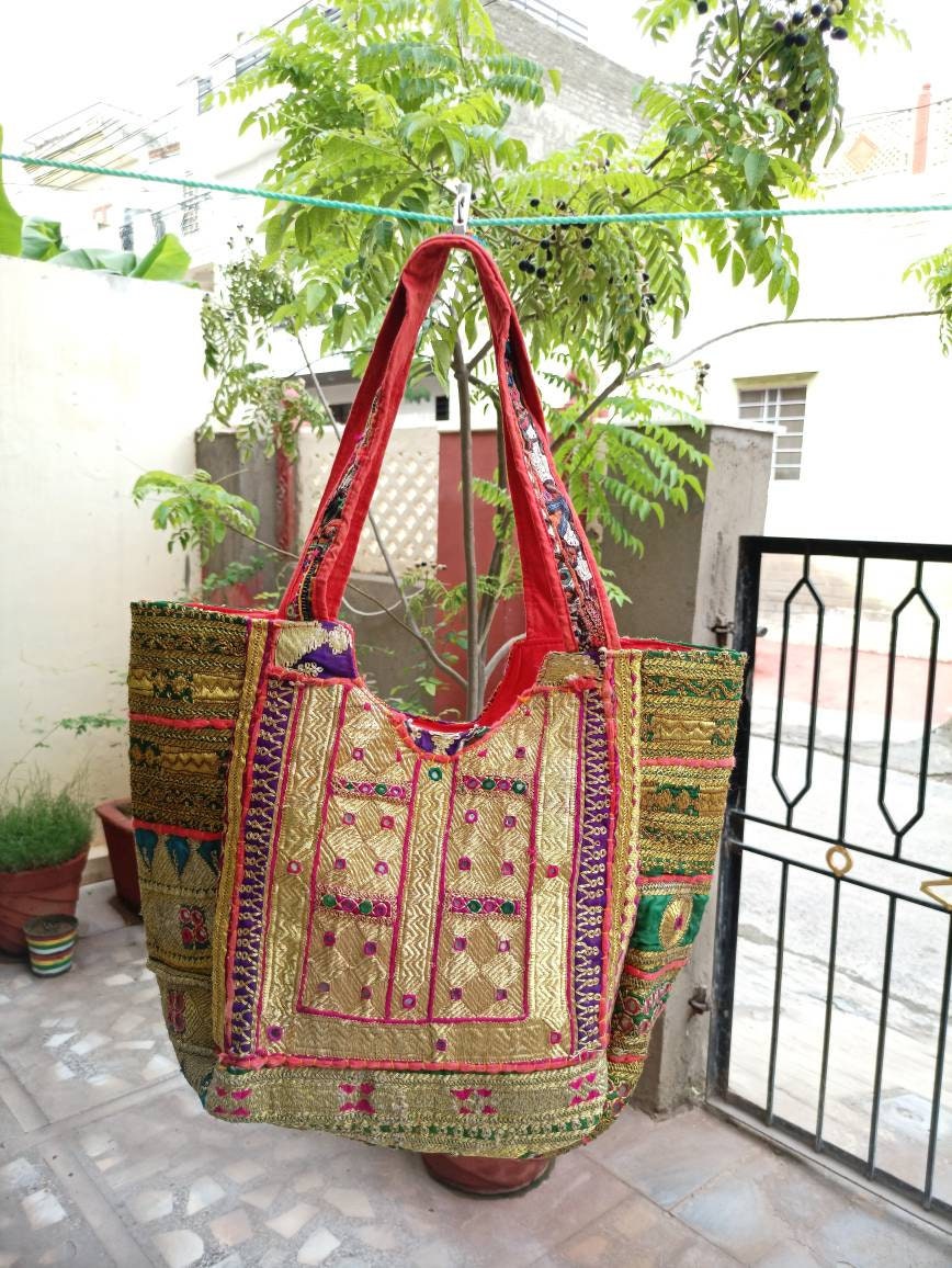 Multicolored Real Mirror Worked Banjara Bag With Hanging Pompom Tassels  Pattern-1 - Aspire High - 3031457