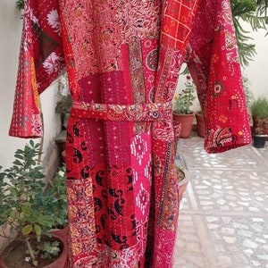 Unisex Bath Robe,100% Cotton Indian Patchwork Kantha Stitch Robe,cotton ...