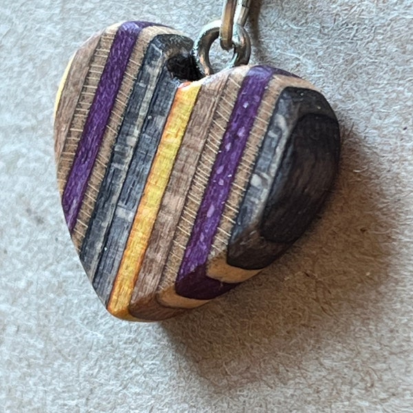 Recycled Skateboard Small Heart Pendant