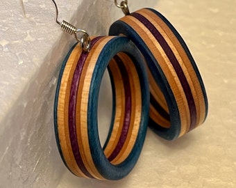 Recycled Skateboard Small Hoop Earrings