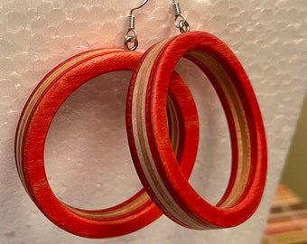 Recycled Skateboard Large Hoop Earring