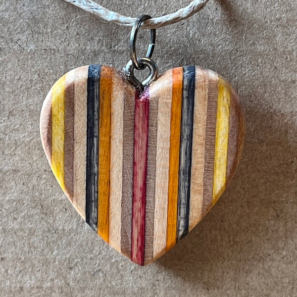 Recycled Skateboard Large Heart Pendants