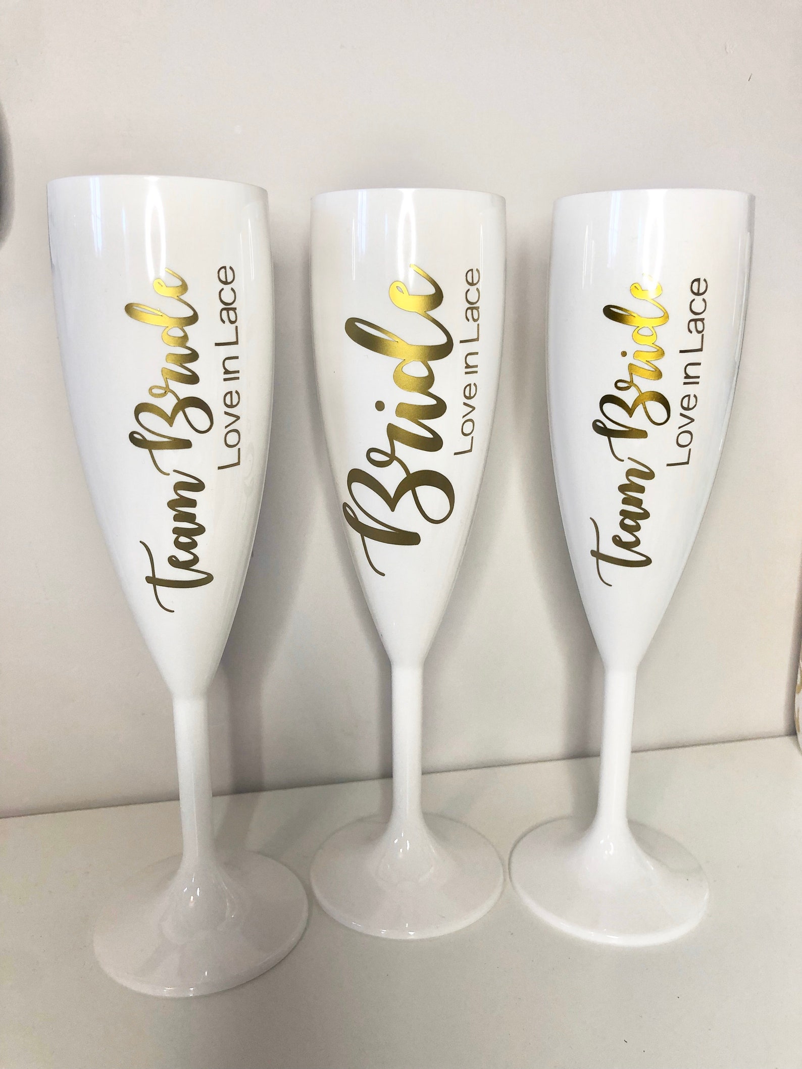 Personalised White Plastic Champagne Flutes Hen Do Glasses Etsy