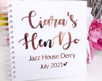 PERSONALISED Decorated HEN NIGHT Keepsake Guest Book with BOX Any colour