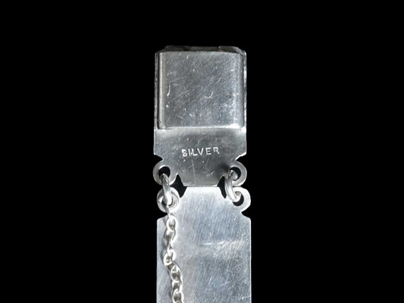 Vintage solid silver engine turned panel bracelet - image 9