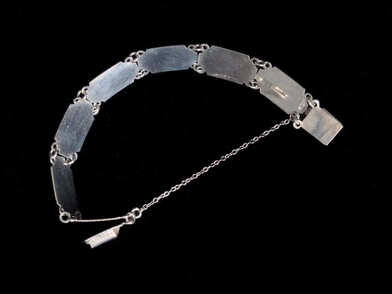 Vintage solid silver engine turned panel bracelet - image 7