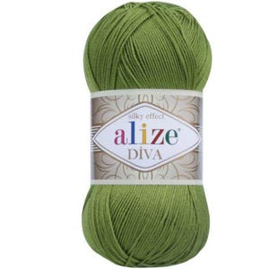 Garen Alize Diva Yarn -100% microvezelgaren - Garen met zijdeeffect - Groene kleur 210