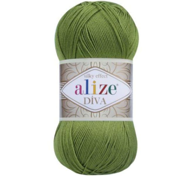 Yarn Alize Diva Yarn -100% microfiber yarn -Silk Effect yarn- Green color 210
