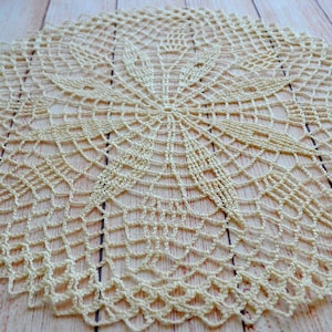 15&quot; /38 cm Beige Round Pineapple Floral crochet doily,Vintage style crochet doilies round,Lace Doilies,Doily Napkin Boho  Decor