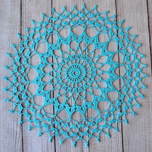 Home decor,Blue crochet doily, Handmade Crochet Doily ,Round Doily 13 inches