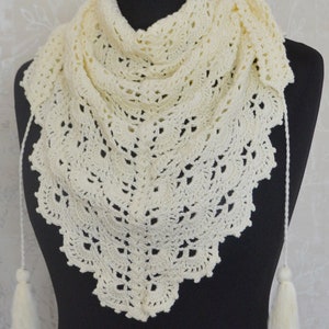 Handmade shawl, Milk color triangle shawl, soft wrap, thanksgiving gift, outlander shawl, scarves for women