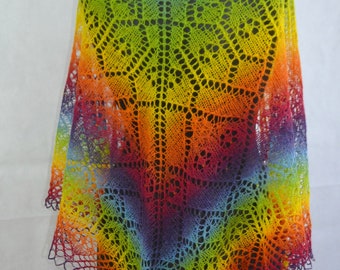 Rainbow wool shawl,Hand knit lace  wool,Handmade Wool Shawl,Anniversary Gift for wife/girlfriend, Mother’s Day Gift,  Birthday gift for her