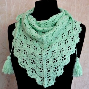 Mint Häkeltuch,Dreieckstuch,Handgemachter Schal,Muttertagsgeschenk,Geburtstagsgeschenk für sie,versandfertig