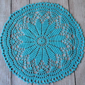 Home decor,Blue crochet doily, Handmade Crochet Doily ,Round Doily 12 inches