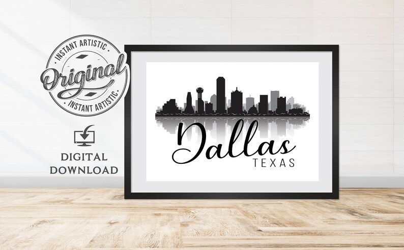 70 De Dallas Texas Skyline Arte De Pared Imprimible Cartel Etsy