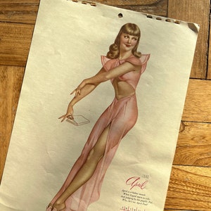 Vintage Esquire April 1946 Alberto Vargas Pinup Calendar, Esquire Magazine