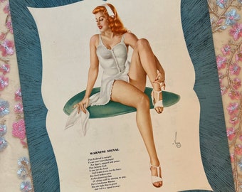Calendario pinup original de Alberto Vargas de marzo de 1947 / Revista Esquire / La chica Varga