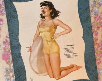 Calendario pinup original de febrero de 1947 de Alberto Vargas / Revista Esquire / La chica Varga