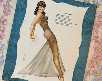 Calendario pinup original de Alberto Vargas de diciembre de 1947 / Revista Esquire / La chica Varga