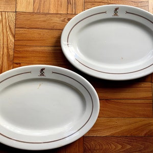 Set of Two Masonic Lodge 1890s White Ivory China Serving Platters by O.P. & Co. Syracuse