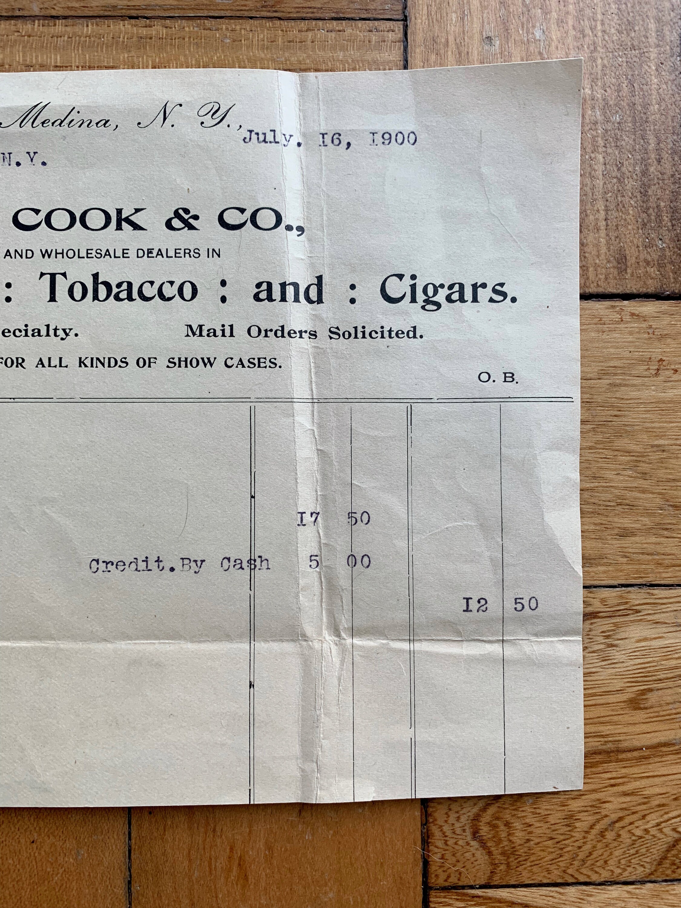 acadia wholesale and tobacco Antique 1900s Confectionery and Tobacco Order Letter, S. A. Cook & Co., New  York