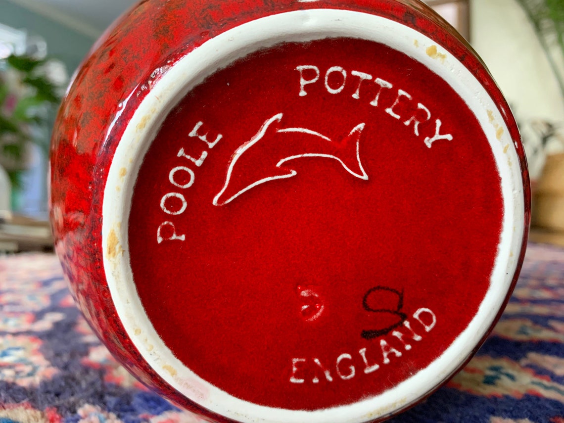 Poole Pottery Red Volcano Vase Etsy