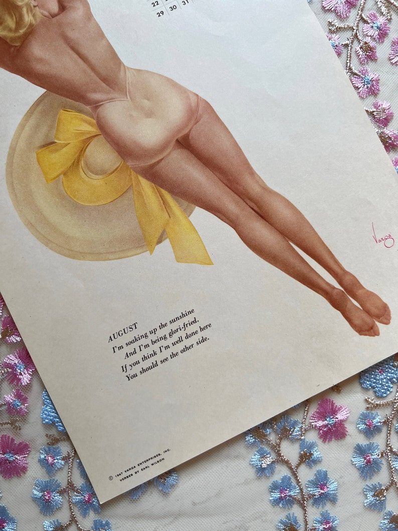 Original August 1948 Alberto Vargas Pinup Calendar the Varga Etsy