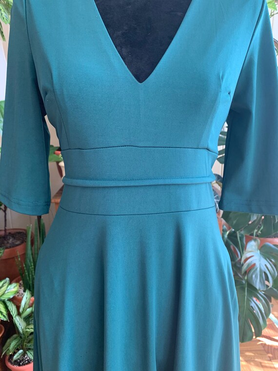 Half Sleeve Green Vintage Dress