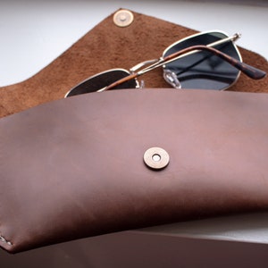 Leather Glasses Case Pouch Free Personalisation Accessories, Hand Stitched, Handmade Watch Case, Magnetic Clasp, Money Envelope image 6