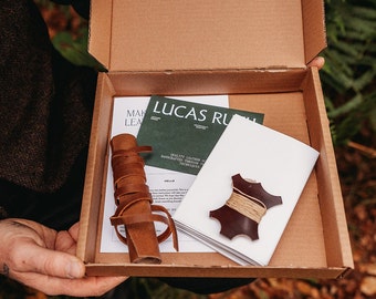 Mystery Make Your Own Leather Journal Kit in A6, A5 & A4. DIY Leather craft. Everything is included, Luxury Gift.