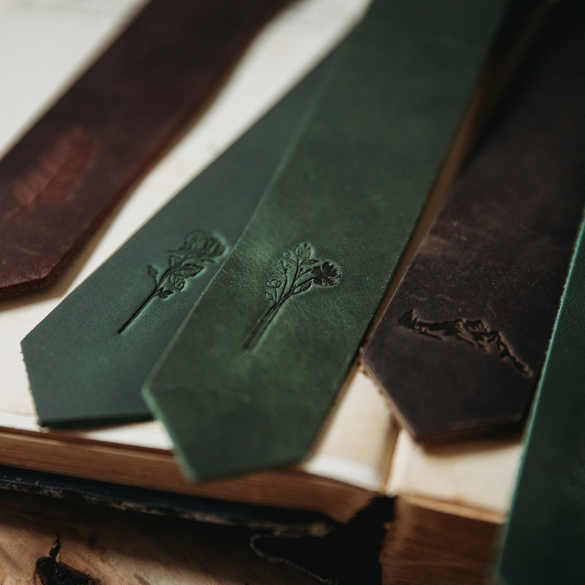 Leather Bookmarks -  Leather Gift, Floral, Mountains, Roses, Wild Flowers Gifts, Luxury Gift