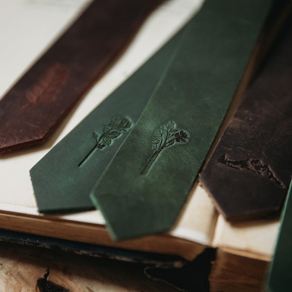 Leather Bookmarks -  Leather Gift, Floral, Mountains, Roses, Wild Flowers Gifts, Luxury Gift