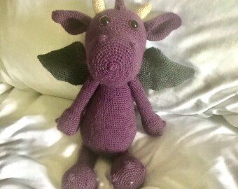 Purple Dinosaur Toy Crocheted Stuffed Animal