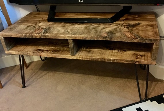 Rustic Mid Century Tv Unit Mid Century Box Stand Reclaimed Etsy