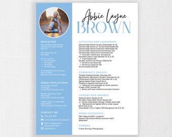 Sorority Resume Canva Template | Printable Sorority Resume Template |  Editable Resume DIY Sorority Packet | Abbie