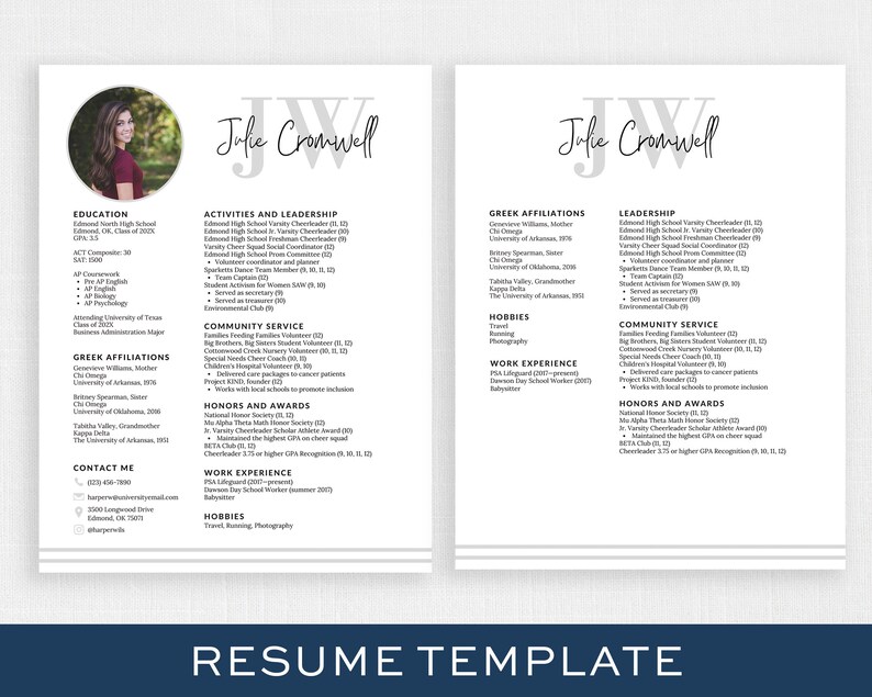 Sorority Resume Template Canva Template Printable Sorority Resume