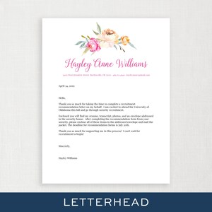 PRINTED Sorority Packet FULL-SERVICE Sorority Recruitment Packet with Photo Personal Resume Template Flower Watercolor Hayley image 6