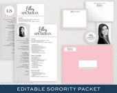 Digital Sorority Packet | Printable Sorority Packet | Simple Sorority Recruitment Digital Resume Template | Editable Rush Packet | Lilley