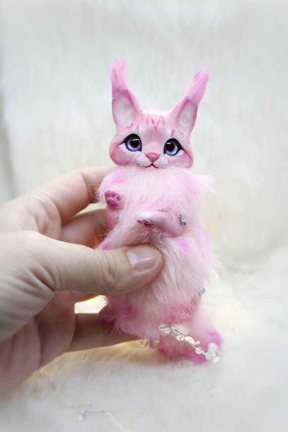 lynx fantasy animal creature fairy art toy OOAK doll plush soft