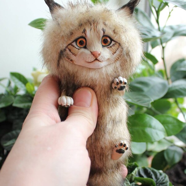 keychain lynx fantasy animal creature fairy art toy OOAK doll plush soft