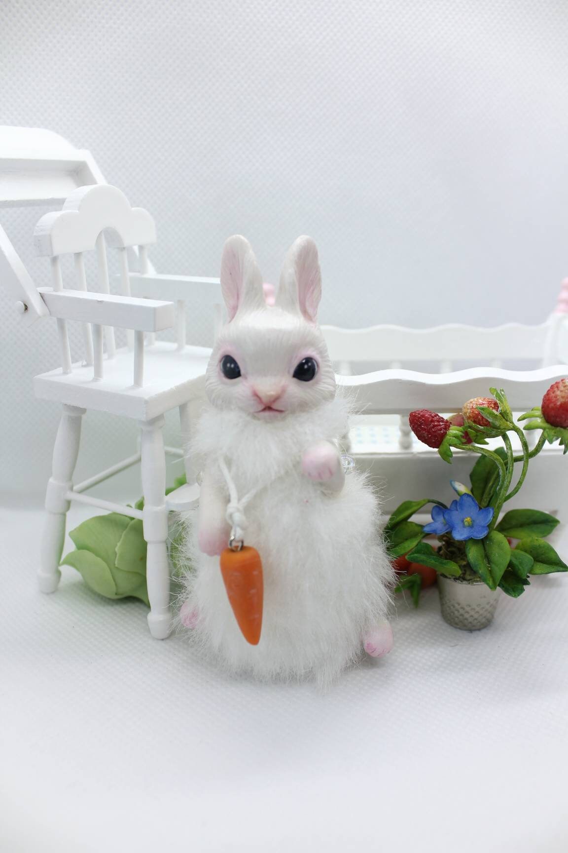 Rabbit miniature fantasy animal creature fairy art toy OOAK | Etsy