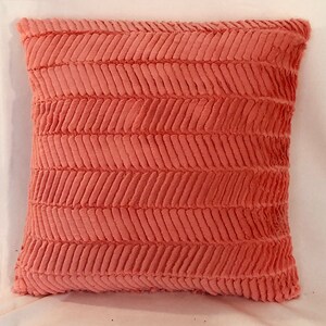 Paulas Pillow Collection Throw Pillow 18 X 18 With Insert Covered in Coral Faux Fur in Zigzag Pattern Etsy
