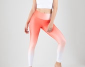 Ombre coral Leggings, Women 39 s Activewear, gradient leggings, yoga pants, pilates leggings