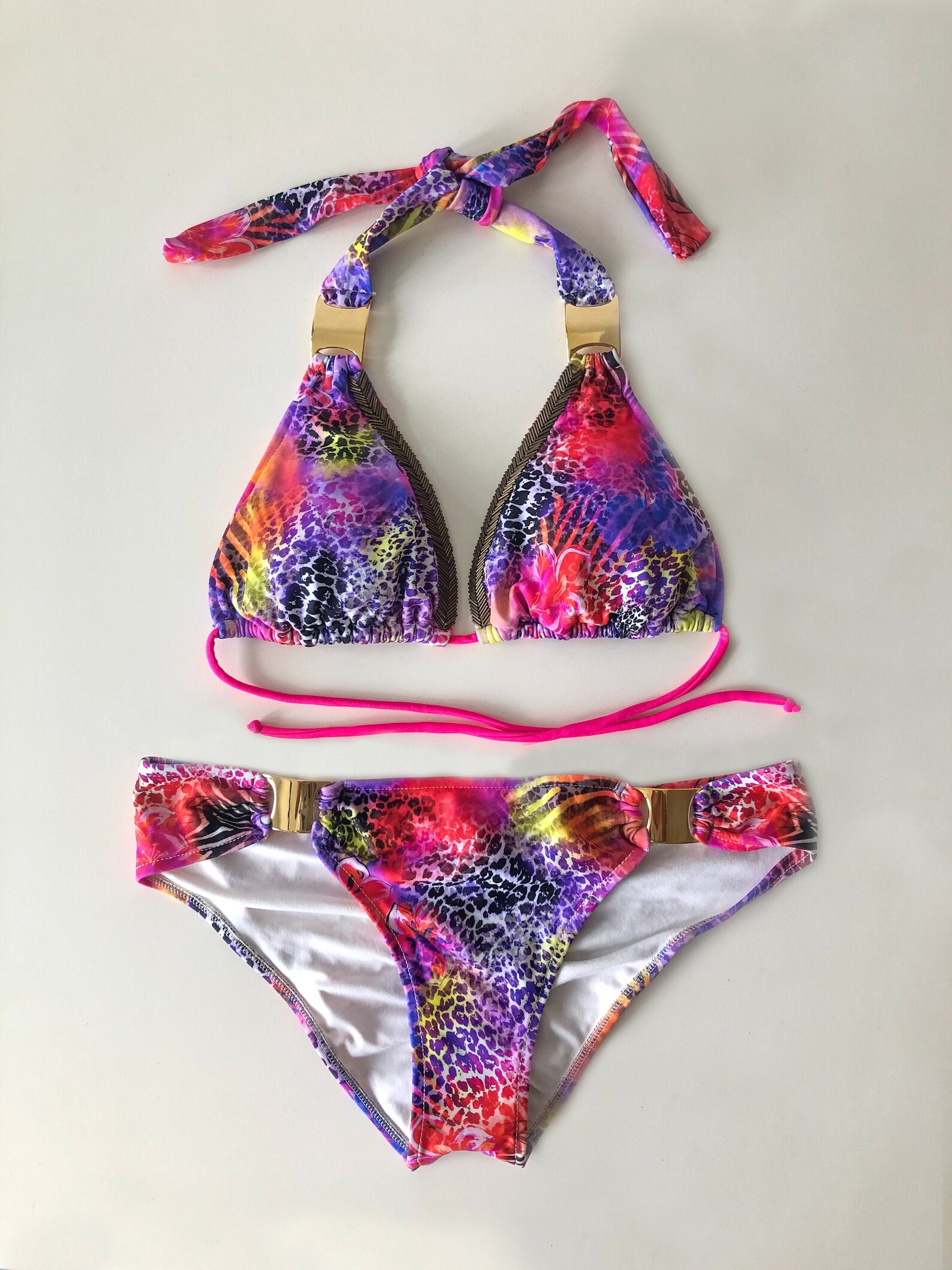 Elegant multicolor bikini with beads Colombian bikini Etsy