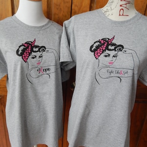 Rosie the riveter Breast Cancer awareness shirt,Believe, Pink ribbon, hope,Fight, Cancer Survivor Gift,Strong Woman,Survivor image 3